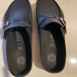 Birkenstock Black Flats with Silver Accents